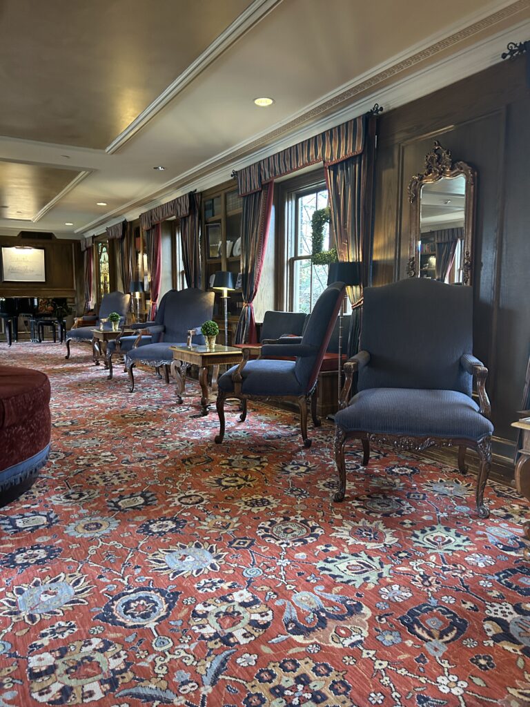 The American Club lobby with traditional American furniture